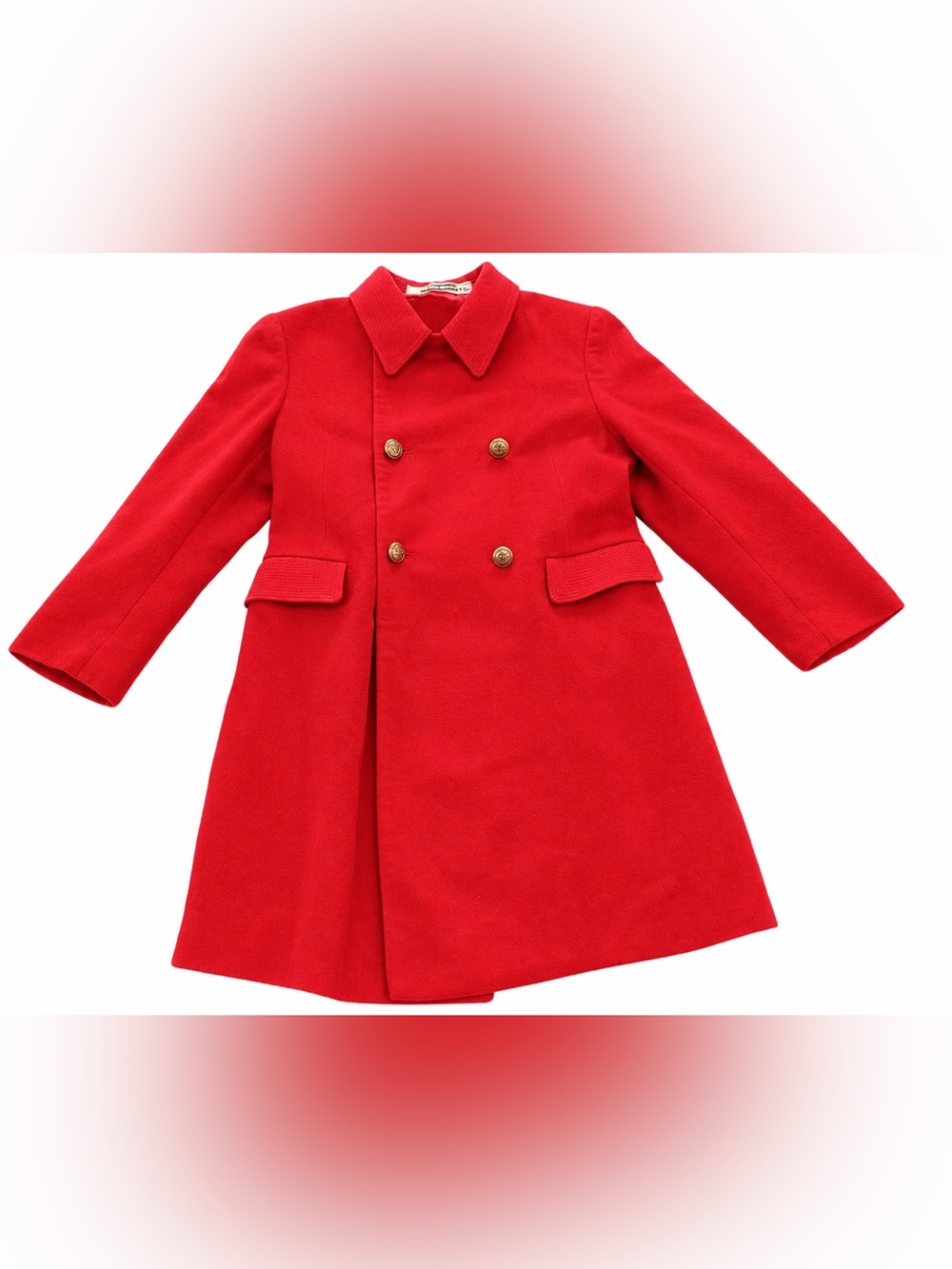 Vintage Chilprufe Girls' Wool Red Double-Breasted Pea Coat